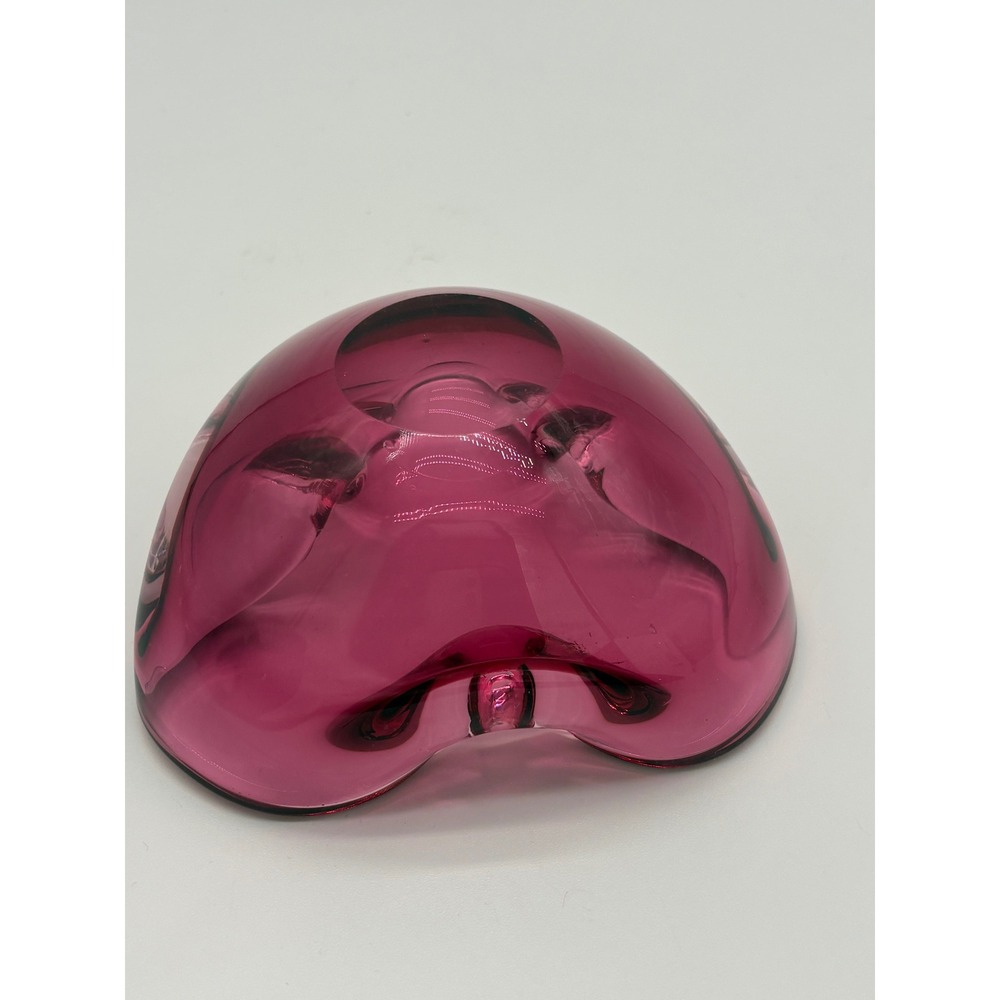 Vintage Murano Style Amethyst Pink Art Glass Freeform Bowl Trinket Dish V8 - Picture 6 of 7